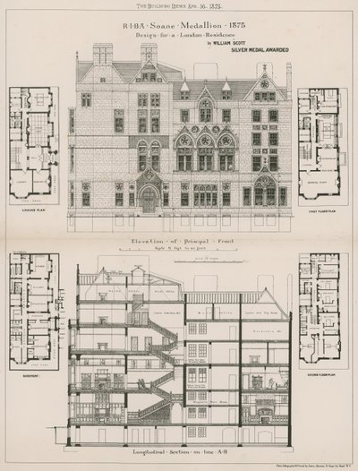 Ontwerp voor een Londense residentie door William Scott door English School