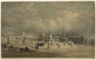 Ontwerp voor een nationaal maritiem monument voor Trafalgar Square door English School