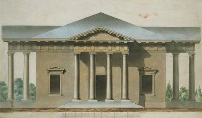 Ontwerp voor een Toscaanse Dorische tuinpaviljoen, c.1830 door English School