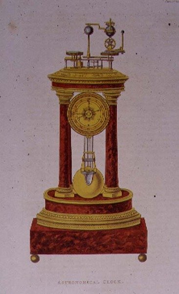 Ontwerp voor een astronomische klok, plaat 139 uit Ackermann