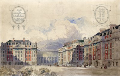 Ontwerp voor de noordelijke toegang tot het British Museum door Charles Fitzroy Doll architecten door English School