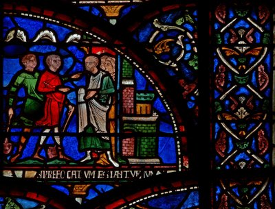 Detail uit het Wonderraam met een scène van de redding van William van Gloucester door English School