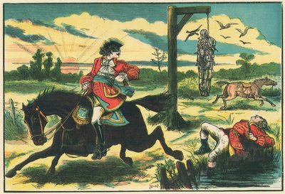 Dick Turpin schiet Pooly, de dievenvanger, op Hounslow Heath door English School