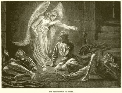 De bevrijding van de apostel Petrus door een engel van de Heer, uit de gevangenis van koning Herodes door English School