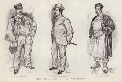 Vermommingen gebruikt door Parijse politieagent Gustave Rossignol door English School