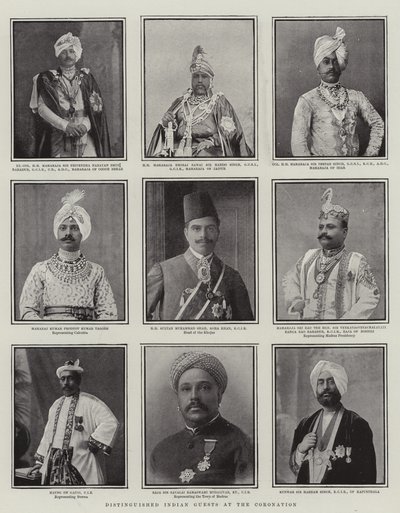 Distinguished Indian Guests bij de kroning, illustratie uit The Graphic, 28 juni 1902 door English School