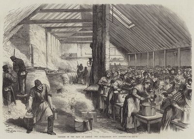 Nood in het oosten van Londen, de Spitalfields soepkeuken door English School