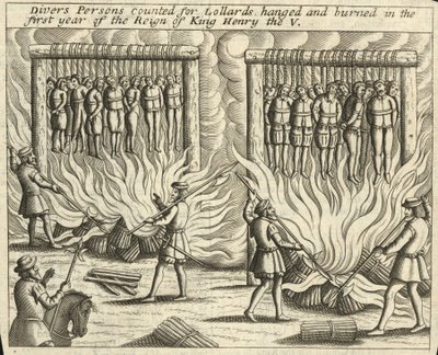 Duikers geteld voor Lollards (gravure) door English School