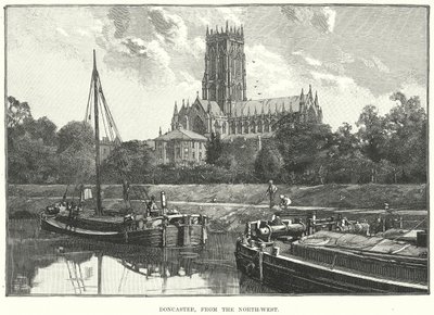 Doncaster, vanuit het noordwesten (gravure) door English School