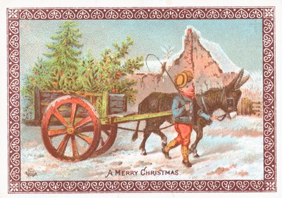 Ezel trekt kar, kerstkaart door English School