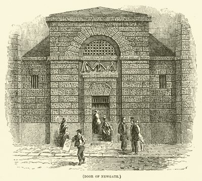 Deur van Newgate (gravure) door English School