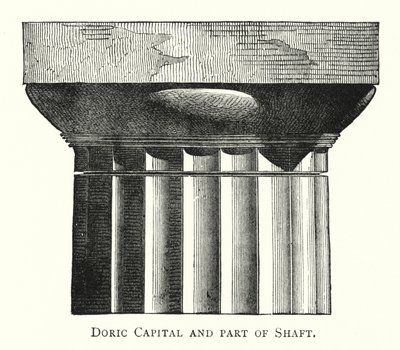 Dorische Kapiteel en deel van Schacht (gravure) door English School
