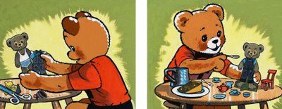 Aankleden en voeden van teddybeer door English School