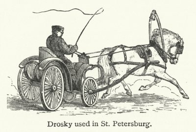 Drosky gebruikt in Sint-Petersburg (gravure) door English School