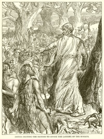Druïden die de Britten aansporen om de landing van de Romeinen te weerstaan door English School