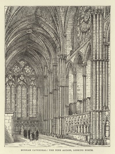 Durham Kathedraal, de Negen Altaren, kijkend naar het noorden door English School