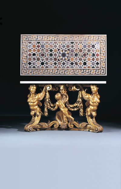 Vroege George II zijtafel, ontworpen door Richard Boyle en William Kent door English School