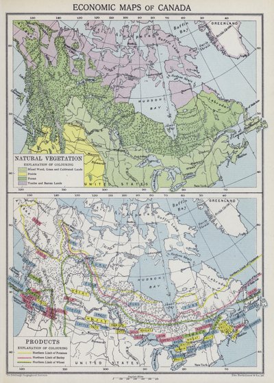 Economische kaarten van Canada door English School