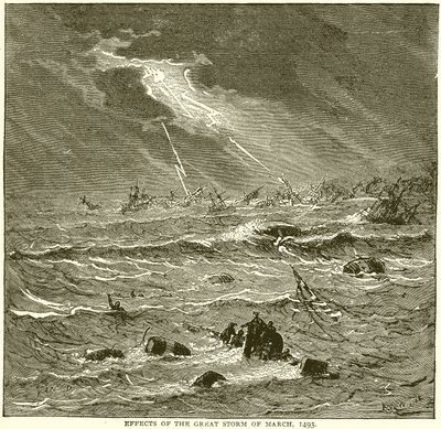 Gevolgen van de grote storm van maart 1493 door English School