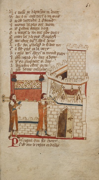 Het lichaam van koning Jan werd naar Worcester Cathedral gebracht voor de begrafenis, illustratie uit 