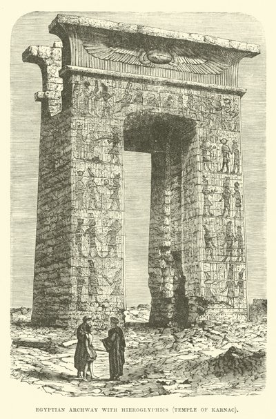 Egyptische boog met hiërogliefen, Tempel van Karnak door English School