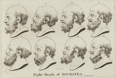 Acht hoofden van Socrates door English School