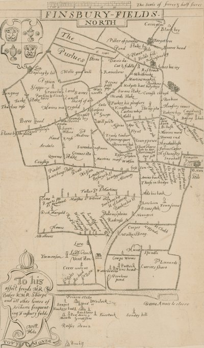 Uitwerking van een boogschietkaart uit 1594 door English School