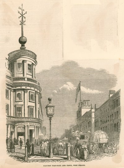 Elektrische tijdsbal en klok, west Strand, Londen door English School