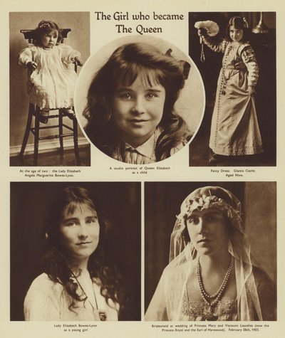 Elizabeth Bowes-Lyon, die koningin en koningin-moeder werd (z/w foto) door English School