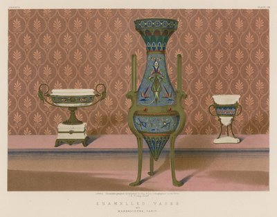 Geëmailleerde vazen door Barbedienne, Parijs (chromolitho) door English School