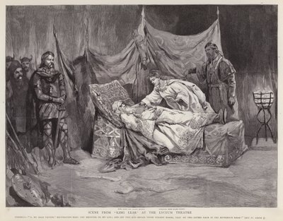 Engelse acteurs Henry Irving en Ellen Terry in een productie van Shakespeare