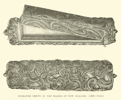 Gegraveerde kisten van de Maori