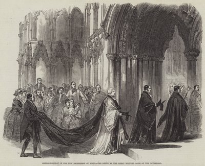 Inhuldiging van de Nieuwe Aartsbisschop van York, de Binnenkomst bij de Grote Westelijke Deur van de Kathedraal door English School