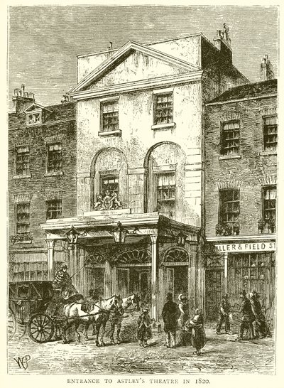 Ingang van Astleys Theater in 1820 door English School