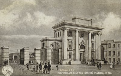 Ingang naar Birmingham (Curzon Street) Station, 1838 door English School