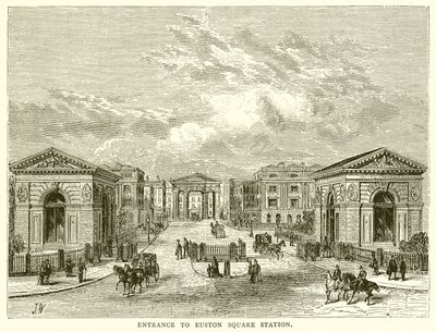 Ingang van Euston Square Station door English School