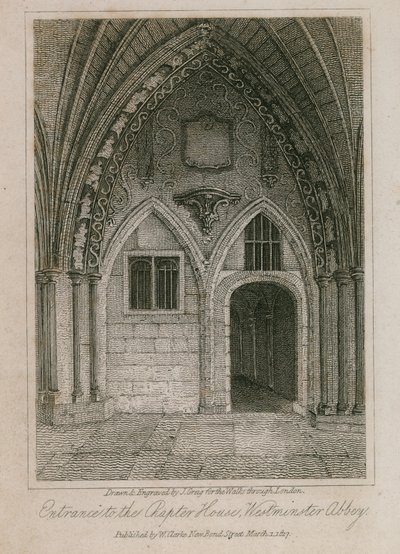 Ingang naar de Kapittelzaal, Westminster Abbey, Londen door English School