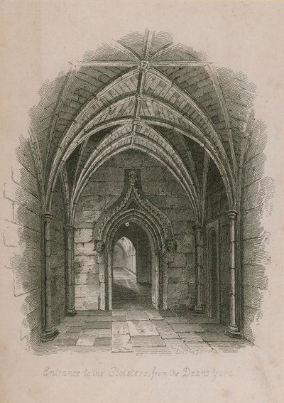 Ingang naar de Kloosters vanuit de Deans Yard, Westminster Abbey, Londen door English School