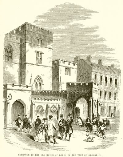 Ingang van het oude Hogerhuis in de tijd van George II door English School