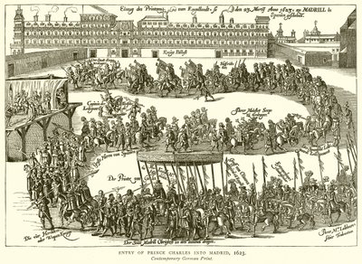 Intocht van Prins Charles in Madrid, 1623 door English School