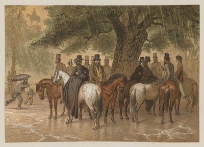 Ontsnappen aan de regen in Hyde Park, Londen door English School