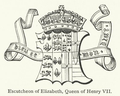 Wapenschild van Elizabeth, koningin van Hendrik VII (gravure) door English School