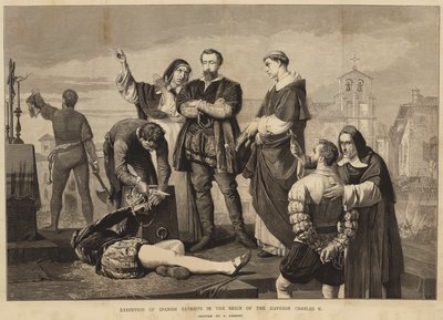 Executie van Spaanse patriotten tijdens het bewind van keizer Karel V door English School