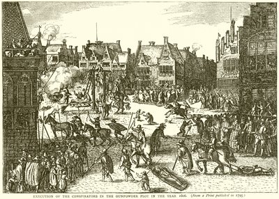 Executie van de samenzweerders in het Kruitvatcomplot in het jaar 1606 door English School