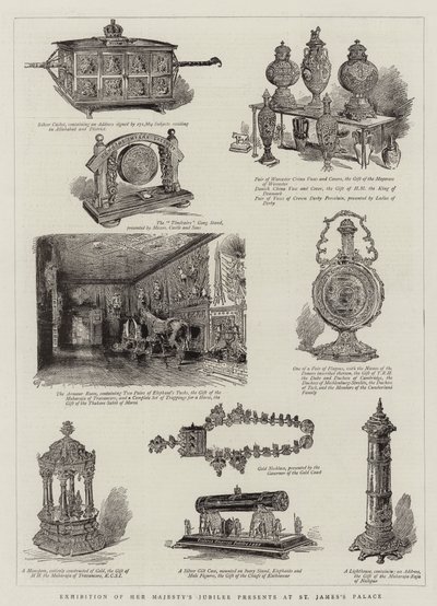 Tentoonstelling van de jubileumgeschenken van Hare Majesteit in St James