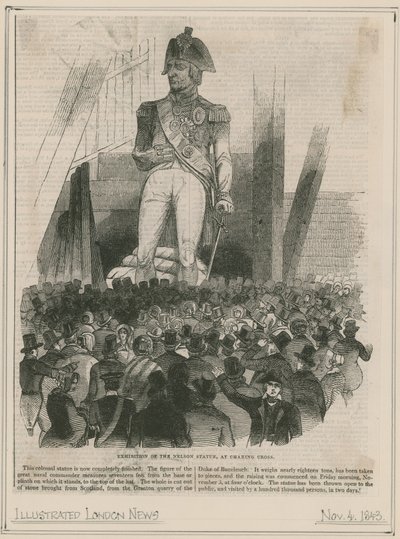 Tentoonstelling van het Nelson-standbeeld bij Charing Cross door English School