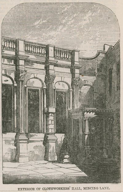 Exterieur van Clothworkers Hall, Mincing Lane, Londen door English School