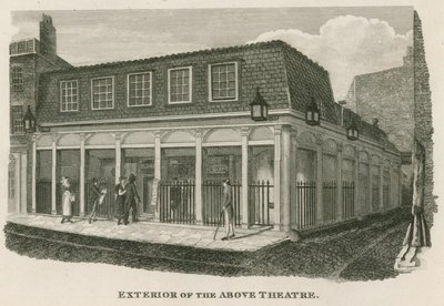Exterieur van het Royal Olympic Theatre, Wych Street, nabij Drury Lane, Londen door English School