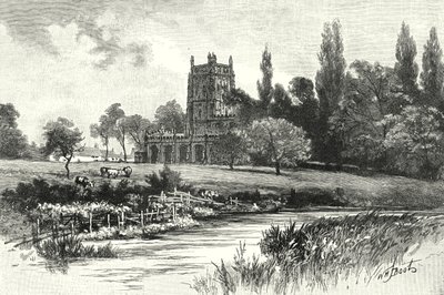 Fairford, vanaf de Colne (gravure) door English School