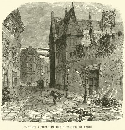 Val van een granaat in de buitenwijken van Parijs, oktober 1870 door English School